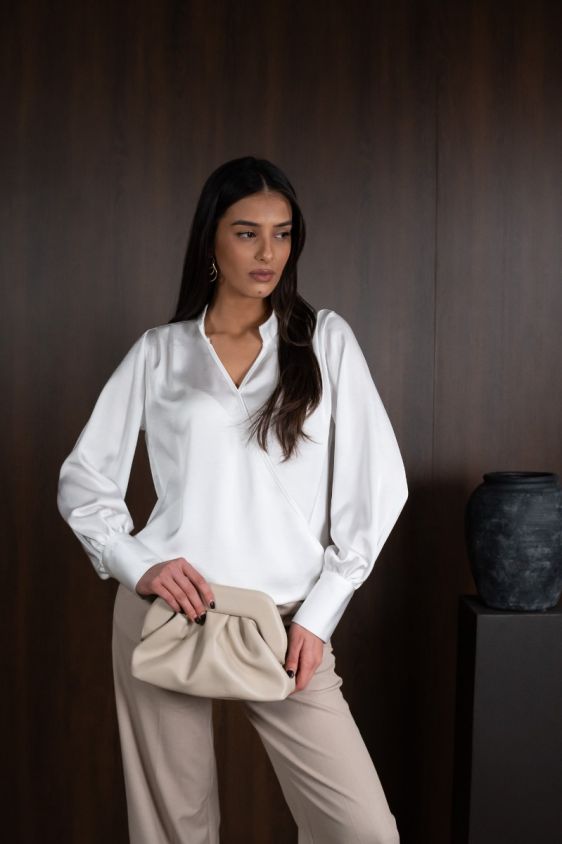 Bluza Satin Wrap Bijela