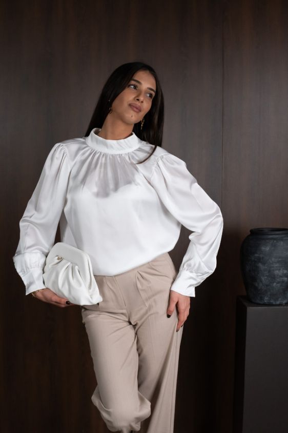 Košulja Elegant High Neck Bijela