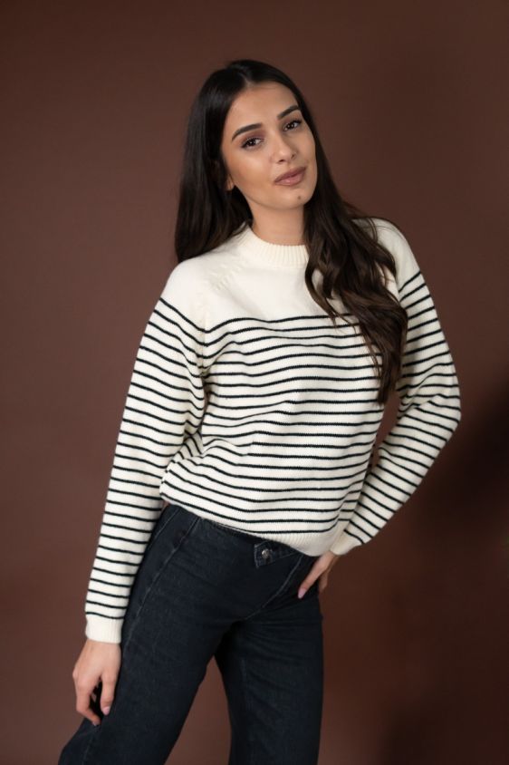 Džemper Stripes Cozy Cream