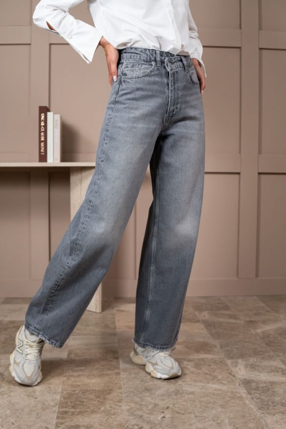 Jeans Hlače Washed Flow – Sive
