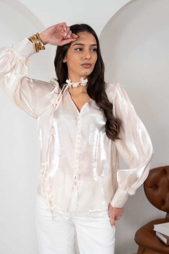 Košulja Floral Tie Ivory