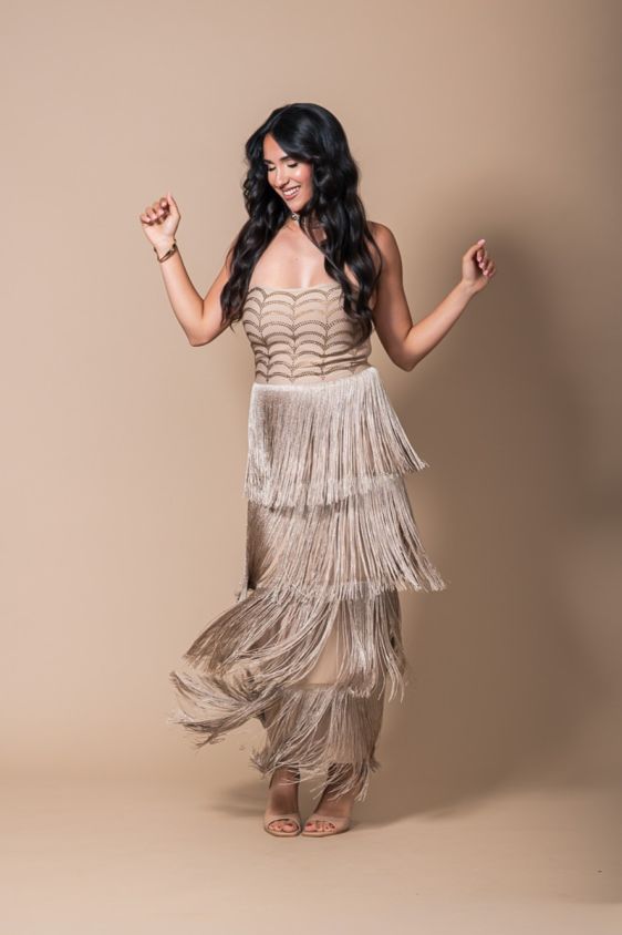 Haljina Lumé Fringe – Champagne Bež