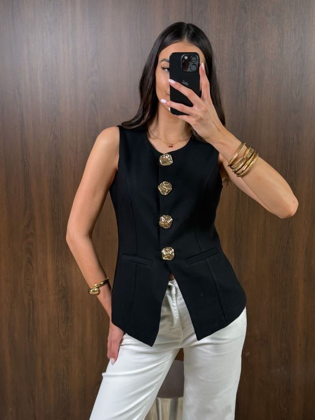 Prsluk Button Chic – crni