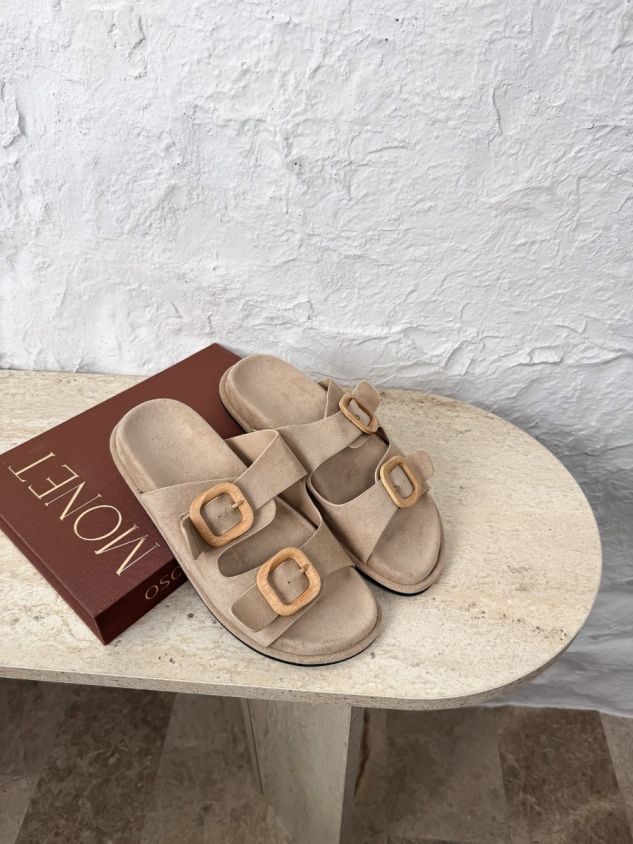 Sandale Double Buckle – Bež