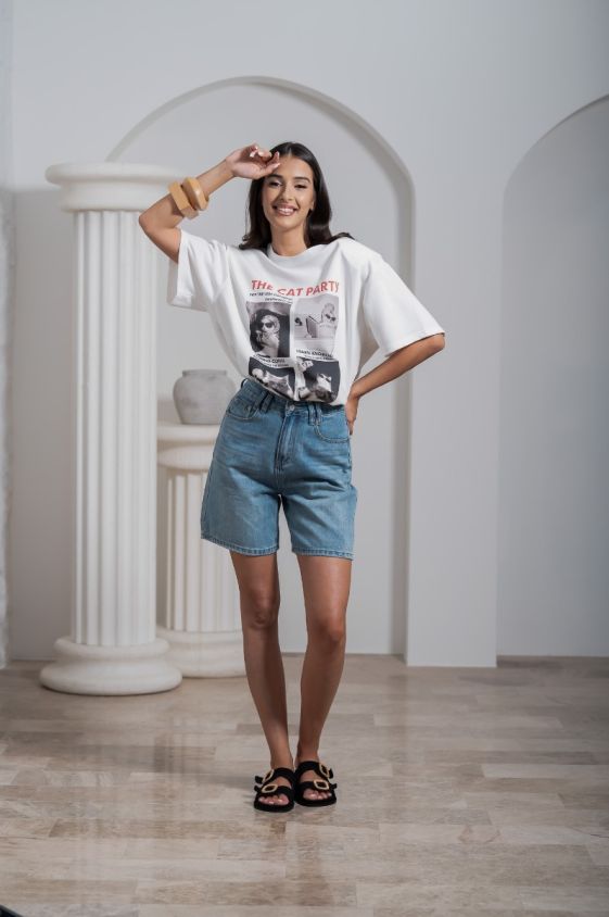 Jeans Kratke Hlače Aeris Plava