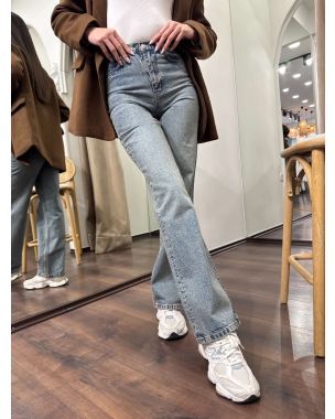 Ravne traper hlače svijetli vintage denim