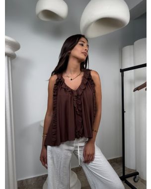 Top Volare Ruffles - smeđi